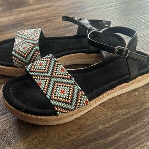 Black and Multicolor Women's Sandals
